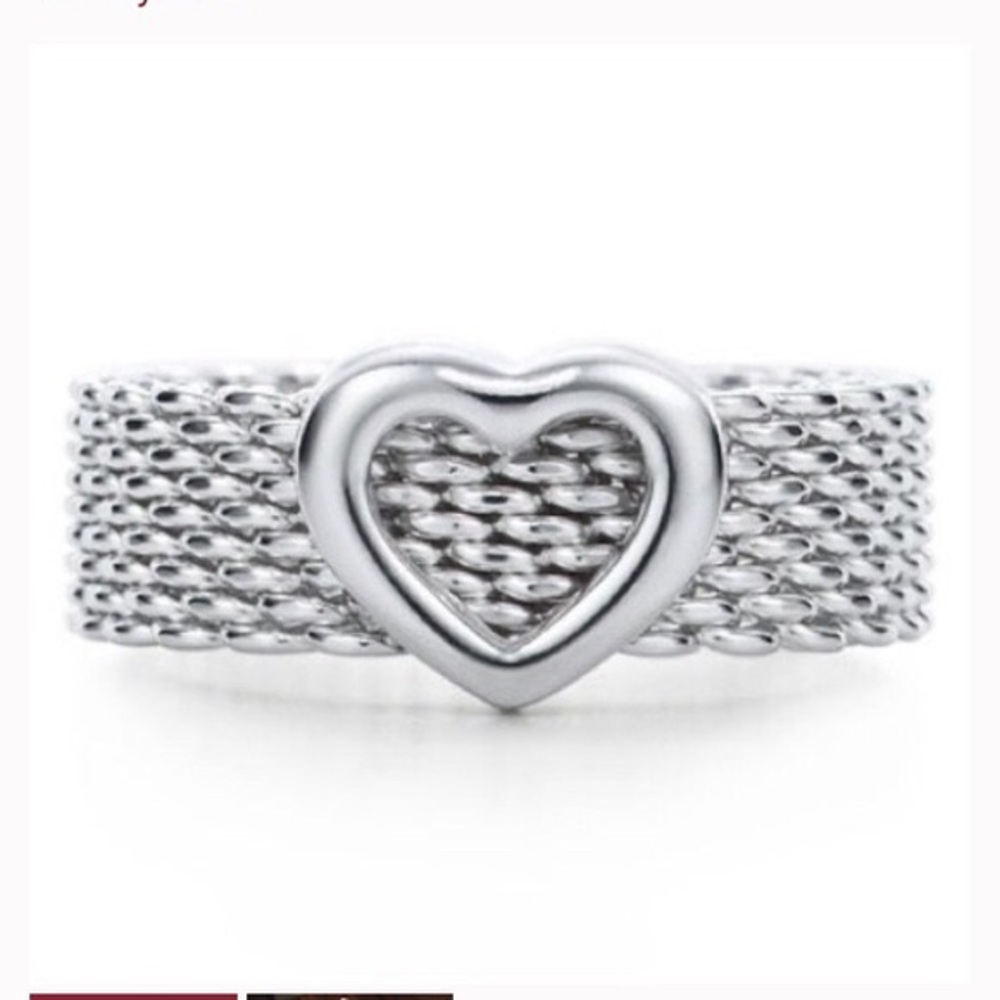 Tiffany & Co sterling silver heart ring, size 4.75